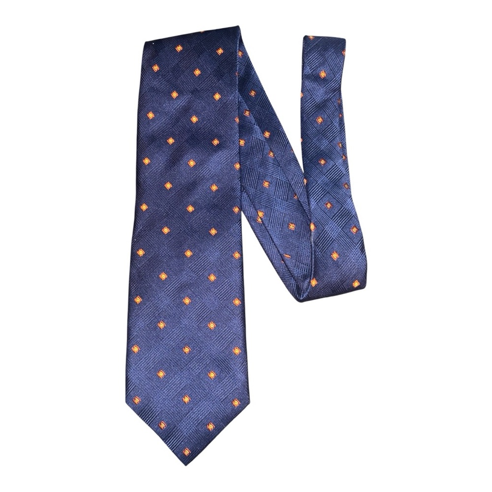 Classic Navy and Orange Patterned Men's Tie